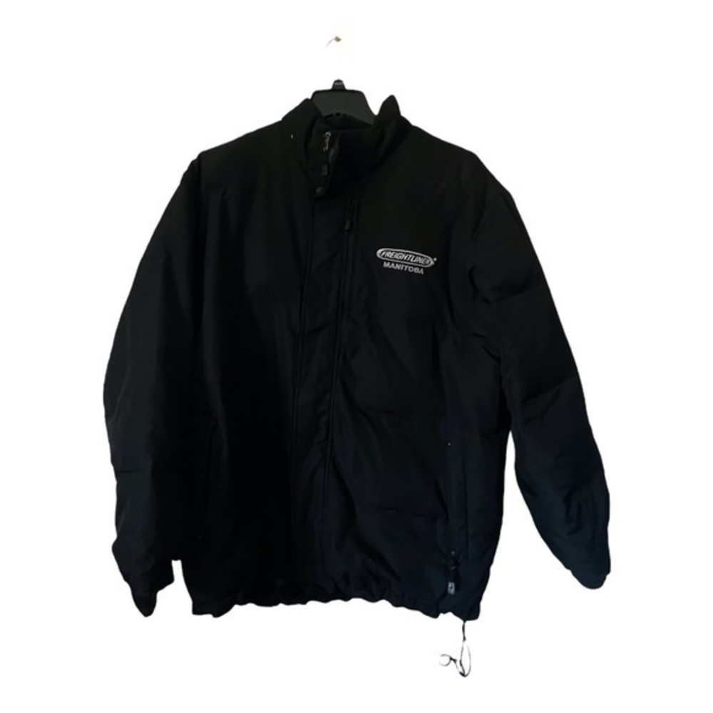 North End Mens Down Puffer Jacket Black Freightliner Manitoba Logo Size X